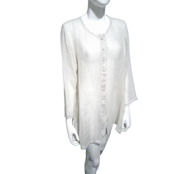 Eileen Fisher 100% Linen Womens size Small Quiet Luxury Minimalist Button Up Top - Picture 7 of 10